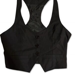 Black Buttoned Vest Top